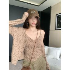 韩系碎花内搭蕾丝边吊带背心女短款长袖开衫外套上衣两件套