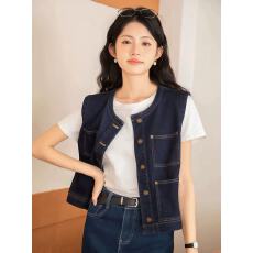 批发日系外搭叠穿衬衫<b class='q'>牛仔</b><b class='q'>马甲</b><b class='q'>背心</b>女春秋2026新款小个子复古坎肩<b class='q'>马夹</b>