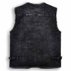 批发2025秋复古牛仔马甲外套男休闲工装无袖背心潮多口袋修身坎肩马甲