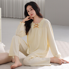 批发舒亭树春夏季薄款女纯棉拉架宫廷风优雅长袖蕾丝花边家居服<b class='q'>睡衣</b>套