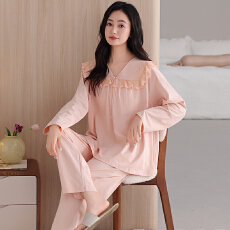 批发舒亭树春夏季薄款女纯棉拉架宫廷风优雅长袖蕾丝花边家居服<b class='q'>睡衣</b>套