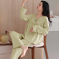 批发舒亭树春夏季薄款女纯棉拉架宫廷风优雅长袖蕾丝花边家居服<b class='q'>睡衣</b>套