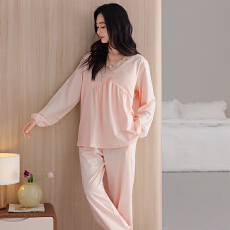 批发舒亭树春夏季薄款女纯棉拉架宫廷风优雅长袖蕾丝花边家居服<b class='q'>睡衣</b>套