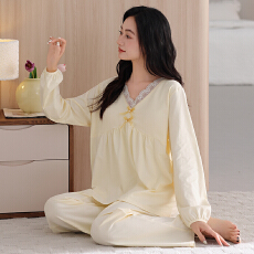 批发舒亭树春夏季薄款女纯棉拉架宫廷风优雅长袖蕾丝花边家居服<b class='q'>睡衣</b>套