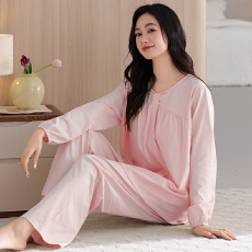 批发舒亭树春夏季薄款女纯棉拉架宫廷风优雅长袖蕾丝花边家居服<b class='q'>睡衣</b>套