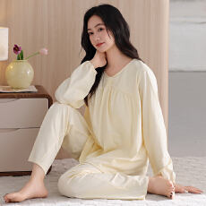批发舒亭树春夏季薄款女纯棉拉架宫廷风优雅长袖蕾丝花边家居服<b class='q'>睡衣</b>套