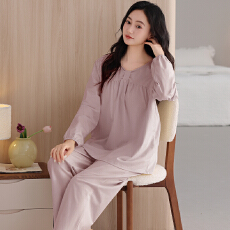 批发舒亭树春夏季薄款女纯棉拉架宫廷风优雅长袖蕾丝花边家居服<b class='q'>睡衣</b>套