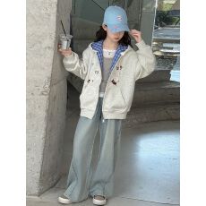 批发女童外套秋装2025新款<b class='q'>儿童</b>棒球服春秋休闲夹克女孩连帽上衣学院风
