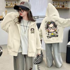 批发女童开衫拉链连帽外套加绒秋冬款2025新款中大儿童棒球服秋季上衣