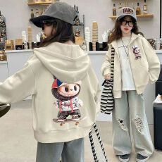 批发女童开衫拉链连帽外套加绒秋冬款2025新款中大儿童棒球服秋季上衣