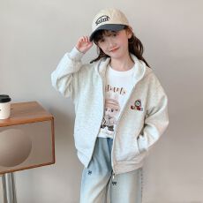 批发女童开衫拉链连帽外套加绒秋冬款2025新款中大儿童棒球服秋季上衣