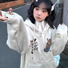 批发女童开衫拉链连帽外套加绒秋冬款2025新款中大儿童棒球服秋季上衣