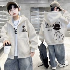 批发<b class='q'>男童</b><b class='q'>开衫</b><b class='q'>拉链</b>连帽外套加绒秋冬款2025新款中大儿童棒球服秋季上衣