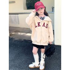 批发女童秋新款洋气儿童中大童春秋款卫衣外套韩版开衫连帽上衣