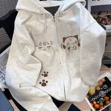 批发日系宅萌二次元连帽拉链卫衣女童<b class='q'>春</b>秋款宽松百搭开衫外套上衣