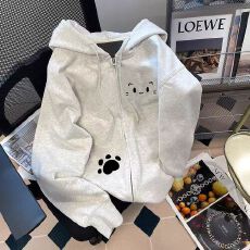 批发中大童网红爆款可爱猫爪外套开衫女初中生慵懒风春秋休闲连帽卫衣
