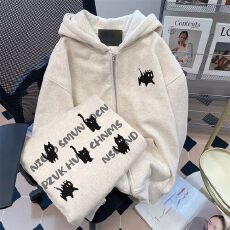 批发中大童韩系洋气可爱小猫咪开衫外套女初中生<b class='q'>春</b>秋新款爆火潮流卫衣