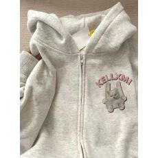 批发女孩<b class='q'>韩版</b>连帽外套春秋装中大儿童新款洋气宽松开衫卫衣白灰色上衣