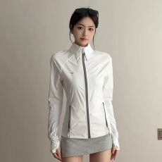 批发【撞色拉链】美式夏季高街防晒衣休闲透气轻薄外套女