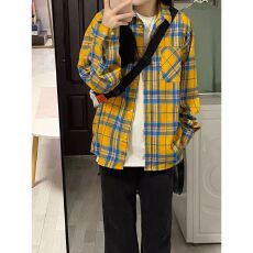 批发春季港味复古休闲宽松衬衣小众上衣学院风长袖<b class='q'>格子衬衫</b>女