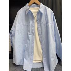 批发纯棉蓝色衬衫女2025新款翻领内搭<b class='q'>长袖</b>衬衣外穿小个子韩系上衣