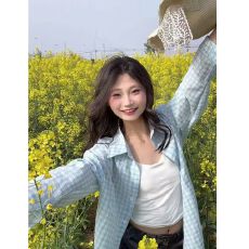批发【优质原版面料】韩系慵懒风格纹衬衫多巴胺情侣宽松<b class='q'>格子衬衫</b>上衣