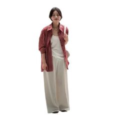 批发休闲复古慵懒<b class='q'>格子</b>长袖外套<b class='q'>衬衫</b>新款宽松红色<b class='q'>衬衣</b>格纹<b class='q'>衬衫</b>上衣