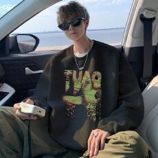 批发【重磅320克】美式长袖t恤男士秋宽松大码卫衣内搭上衣男生打底衫