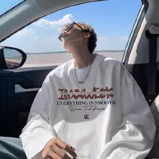 批发【重磅320克】美式长袖t恤男士秋季宽松大码卫衣内搭上衣男打底衫