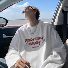 批发【重磅320克】美式长袖t恤男士秋季宽松大码卫衣内搭上衣男打底衫