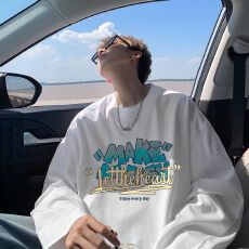 批发美式长袖t恤男士秋季宽松大码卫衣内搭上衣男生打底衫