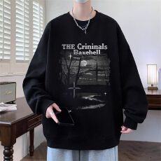 批发暗黑系长袖<b class='q'>t</b><b class='q'>恤</b>男早秋美式复古潮牌卫衣<b class='q'>男生</b>秋季新款宽松休闲上衣