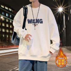 批发<b class='q'>港风</b>潮流美式复古慵懒风重磅圆领卫衣男秋冬宽松百搭加绒痞帅