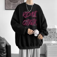 批发美式复古潮牌<b class='q'>港风</b>高街卡通重磅纯棉圆领卫衣男装秋冬宽松百搭加绒