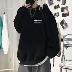 批发男装秋冬宽松休闲加绒重磅圆领卫衣<b class='q'>日系</b>潮牌小众美式<b class='q'>复古</b>潮流