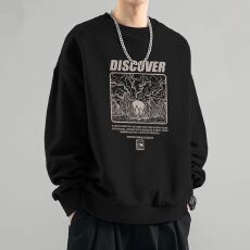 批发男装秋冬宽松休闲加绒重磅圆领卫衣<b class='q'>日系</b>潮牌小众美式<b class='q'>复古</b>潮流