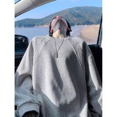 批发大码2-300斤男装春秋季潮牌美式复古卫衣男士落肩袖套头圆领上衣