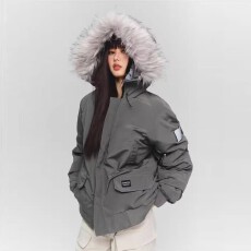 批发美式复古毛领棉衣棉服男女冬季加厚保暖派克服外套