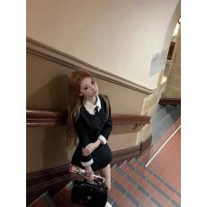 批发女校风波法式学院风假两件暗黑风JK学院<b class='q'>西装</b>裙女早秋连衣裙