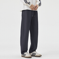 批发2025春秋47%棉 47%涤 6%氨纶280克男潮流休闲运动裤男款直筒卫裤-