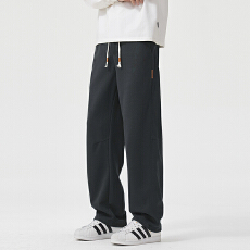 批发2025秋季新款37%棉63%涤阔腿休闲裤男士直筒宽松棉弹潮流百搭裤子