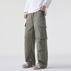 批发美式多口袋工装裤男2025秋季宽松直筒复古户外山系风休闲裤男6002
