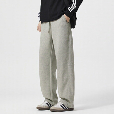 批发运动裤男生春秋季阔腿宽松大码灰色卫裤垂感纯棉直筒休闲裤子