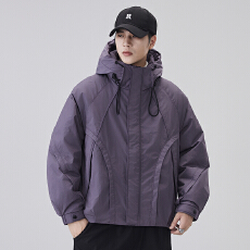 批发90白鸭绒男士羽绒服<b class='q'>冬</b>季2025年新款潮牌工装外套保暖连帽夹克8032