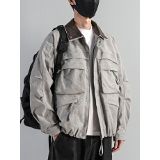 批发美式复古多口袋工装夹克男2026早春季新款<b class='q'>潮</b>牌翻领宽松男休闲外套