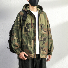 批发XSL2026新款外套男士春季宽松百搭简约夹克迷彩户外登山春装上衣