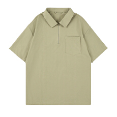 批发翻领百搭时尚轻薄透气2026年夏季新款<b class='q'>T</b><b class='q'>恤</b>短袖清爽速干通勤拉链男