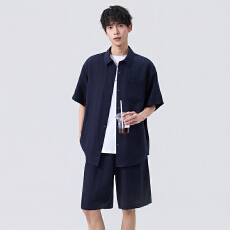 批发夏季新款百搭通勤宽松舒适透气男薄款2026年夏季新款<b class='q'>休闲</b>套装男生