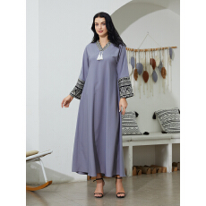 批发 中东穆斯林长袍服饰女装迪拜轻奢拼接刺绣晚礼服外贸批发