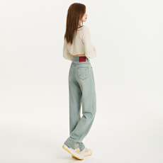 批发阔腿直筒<b class='q'>牛仔裤</b>女秋装2025年新款高腰设计感显瘦小个子窄版拖地裤